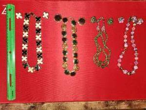 lot 135 image: lot of 4 necklaces and matching clip on earrings