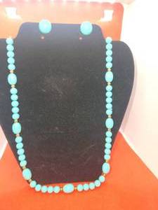 lot 155 image: Avon Necklace and clip on earrings light  baby blue