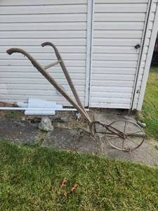lot 6 image: Antique push plow  High Wheel Cultivator