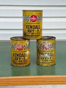 lot 31 image: Vintage Kendall GT-1 Racing Oil Cans Full
