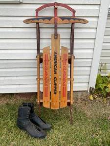 lot 38 image: Gladding American Clipper Runner Sled and Ice Skates