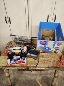 lot 86 image: Car Radio, Pepsi Bottles, Assorted Tool Related Items