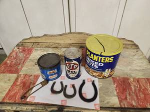 lot 96 image: Mini Horse Shoes, Old Cans