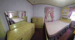lot 52 image: Vintage Bedroom set. Blond Set of 2 Dressers and Bed