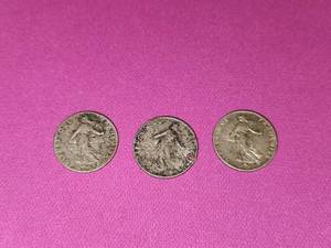 lot 8 image: lot of 3 French 50 centimes Silver