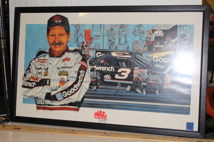 lot 25 image: Framed artwork  poster - Dale earnhardt # 3