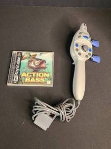 lot 2 image: Action Base with Fishing Controller for PlayStation One Tested and working