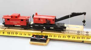 lot 27 image: PRR Caboose  & Bucyrus-Erie Crane Car.