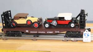 lot 56 image: PRR Bulkhead Flat Car Yesteryear Diecast Cars Made in England