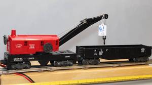 lot 61 image: Maintenance-of-Way Work Train Bucyrus-Erie Crane & NYC 6462 Gondola