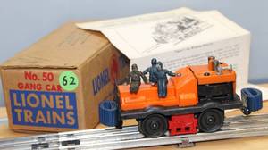 lot 62 image: Motorized Gang Car WORIGINAL PAPERWORK AND BOX
