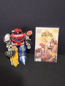 lot 25 image: 1993 Ban Dai Power Rangers MegaZord not complete with Mighty Morphin Power Rangers #17 Boom Comics