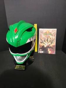 lot 29 image: Bandai Power Rangers Mighty Morphin Legacy Green Ranger Helmet Tommy Authentic 2017
