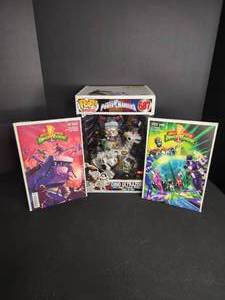 lot 32 image: Funko Pop Sabans Power Rangers DINO ULTRAZORD #687 Target Exclusive with Mighty Morphin Power Rangers Issue #8 and # 66