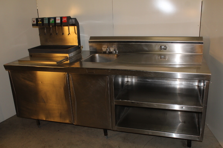 lot 54 image: Soda dispenser, hand wash sink stainless steel work station