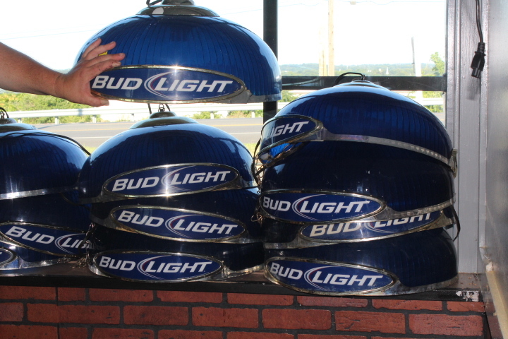 lot 15 image: Bud Light pendant style light fixtures