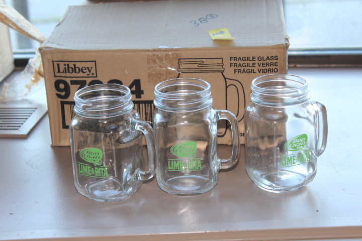 lot 38 image: Bud Light Lime handled mason jars