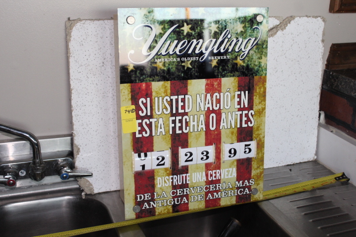 lot 74 image: Yuengling date sign