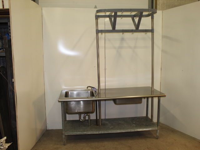 lot 40 image: Utility Table  Sink  Pot Rack