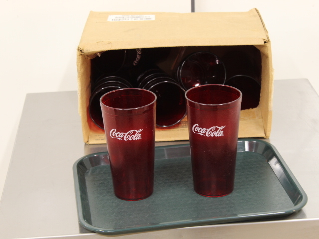 lot 100 image: Red Coke Glasses - NEW