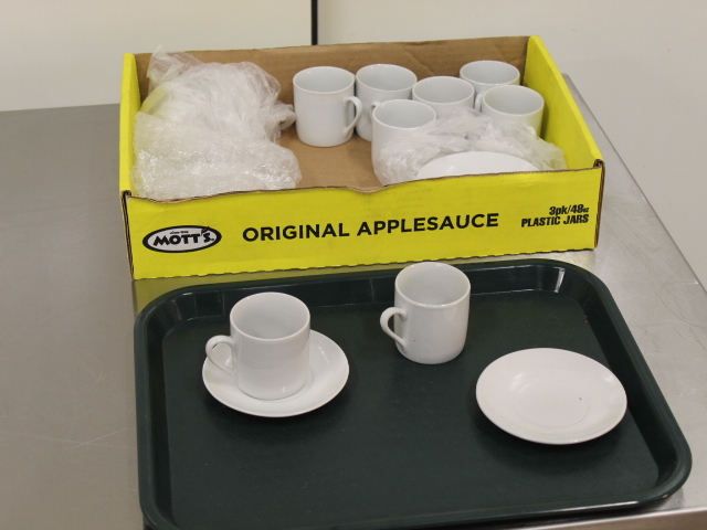 lot 103 image: Demi Tassse White Cups and Sauces - NEW