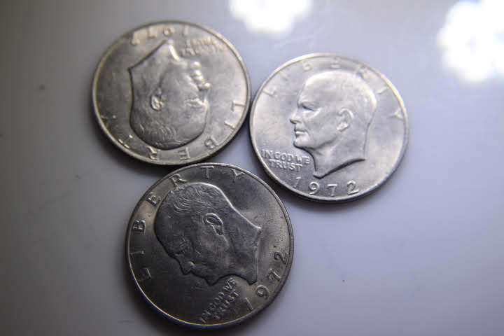 lot 147 image: 3- 1972 IKE $1 Dollar