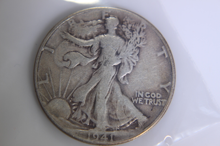 lot 20 image: 1- 1941 Walking Liberty Half Dollar - 50C