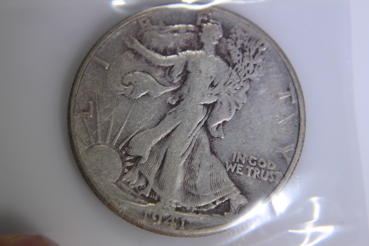 lot 21 image: 1- 1941 Walking Liberty Half Dollar - 50C