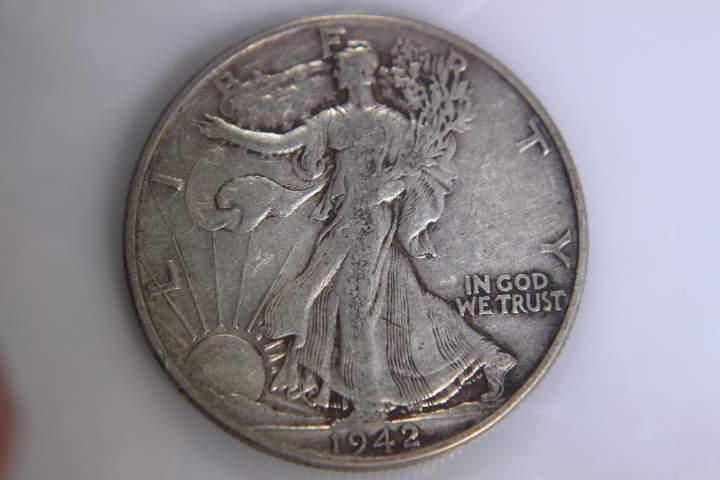 lot 22 image: 1- 1942 Walking Liberty Half Dollar - 50C