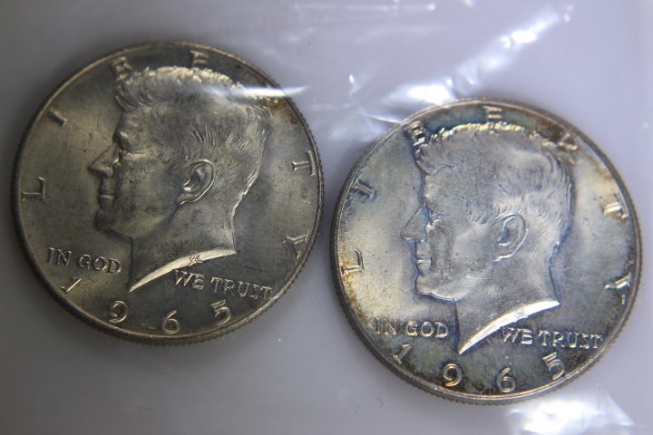 lot 34 image: 2- 1965 Kennedy Half Dollar 50C