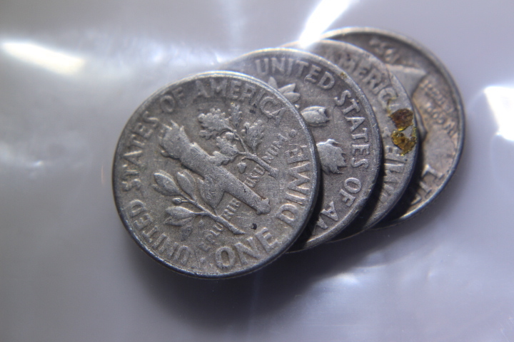 lot 59 image: 4- Silver Dimes 10C