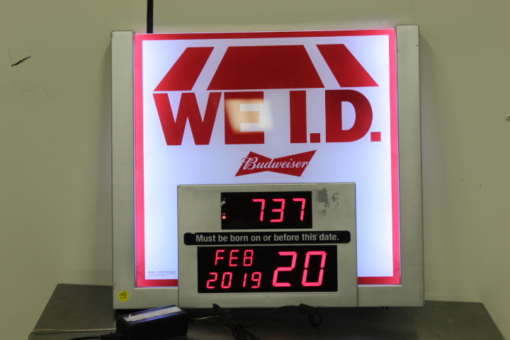 lot 109 image: Budweiser WE ID   lighted sign clock