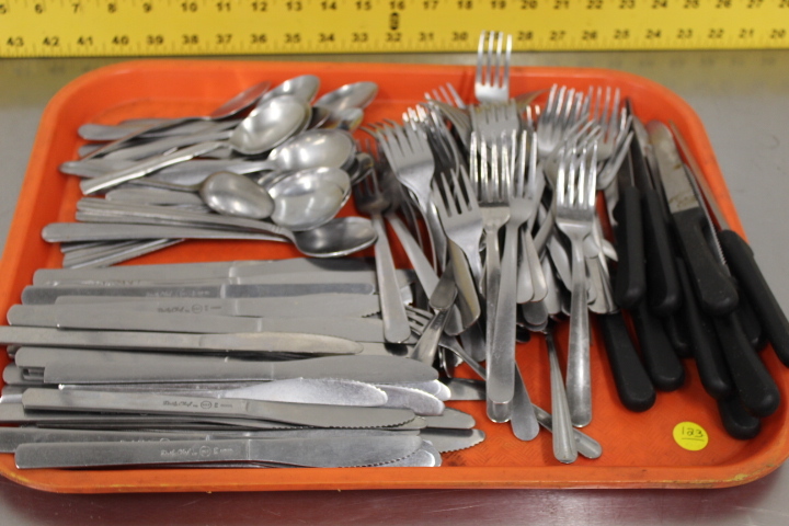 lot 123 image: Silverware & Tray Lot