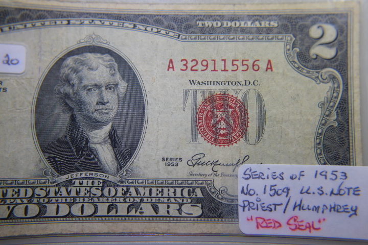 lot 10 image: 1953 $2 US NOTE RED SEAL VG-8  286