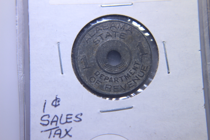 lot 107 image: STATE TAX TOKENS ALABAMA 1c, MISSISSIPPI 5c    126