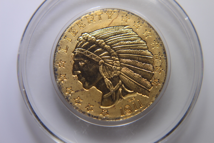 lot 113 image: 1911 D $5 FIVE DOLLAR GOLD  COPY  24K GOLD PLATED   135