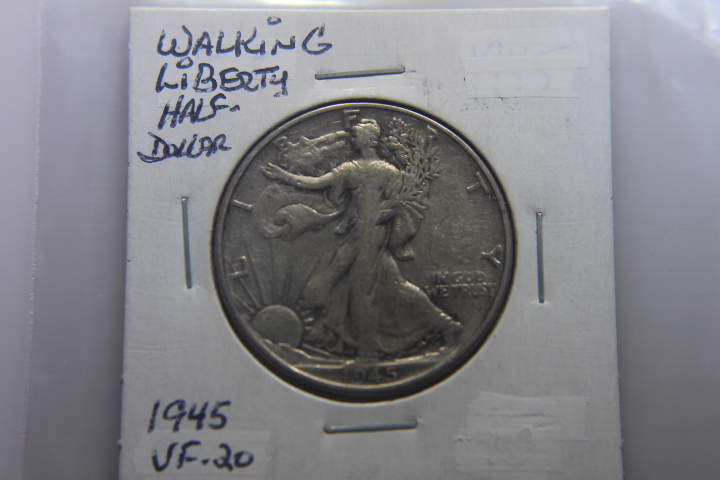 lot 22 image: 1945 WALKING LIBERTY HALF DOLLAR 50c VF-20  244