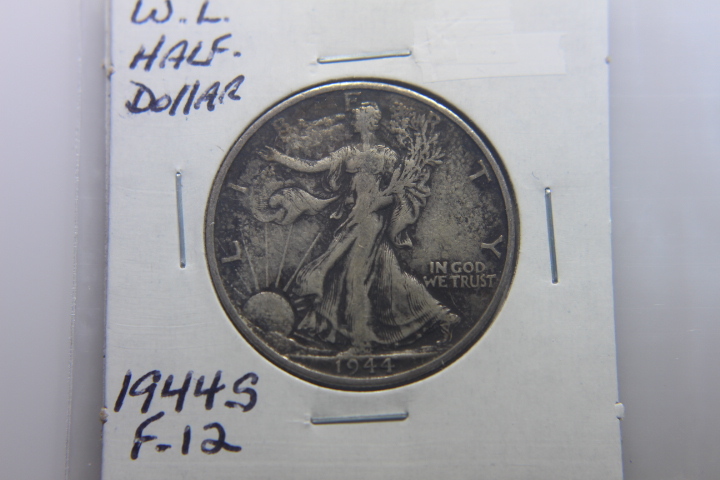 lot 23 image: 1944 S WALKING LIBERTY HALF DOLLAR 50c F-12  245