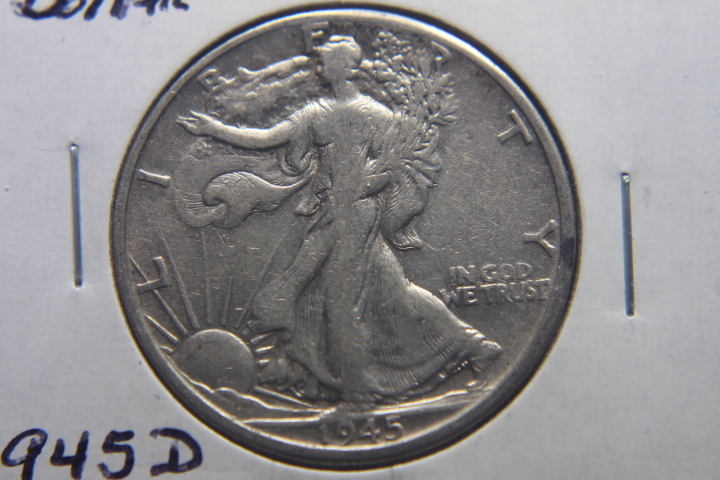 lot 25 image: 1945 D WALKING LIBERTY HALF DOLLAR 50c F-12  247