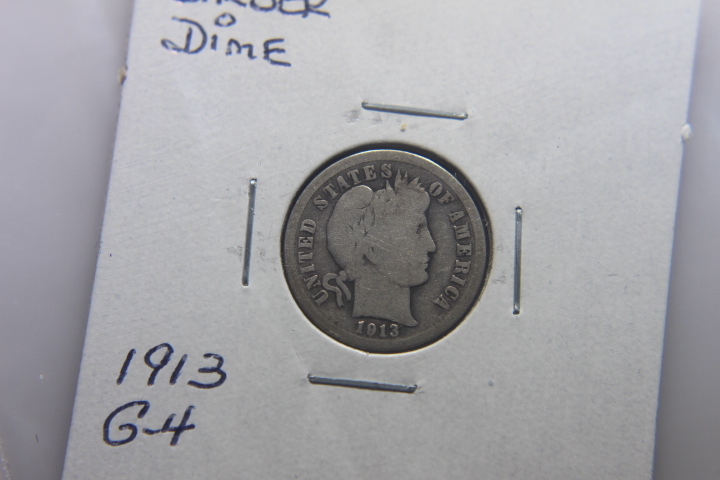 lot 117 image: 1913 BARBER DIME G-4  144