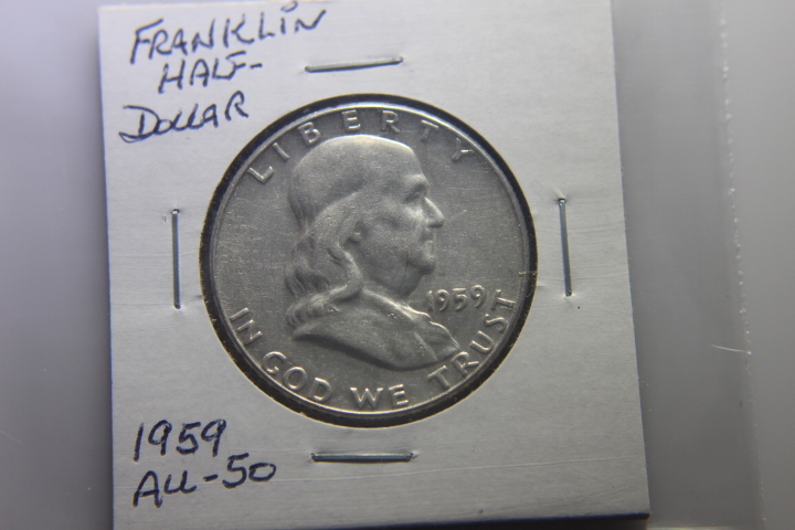 lot 30 image: 1959 FRANKLIN HALF DOLLAR 50c AU-50  255