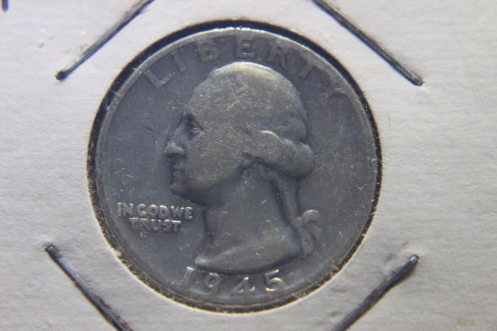 lot 36 image: 1945 WASHINGTON QUARTER VG-8  209