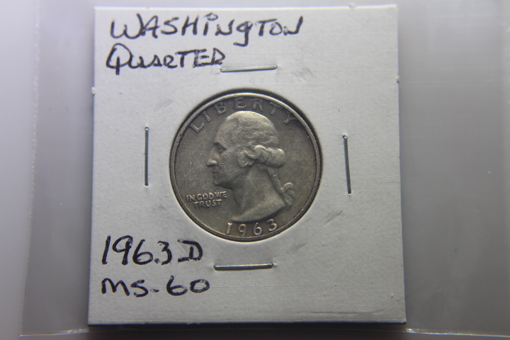 lot 39 image: 1963 D WASHINGTON QUARTER MS-60 218