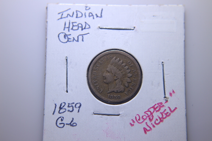 lot 47 image: 1859 INDIAN HEAD CENTS BRONZENICKEL G-6 4