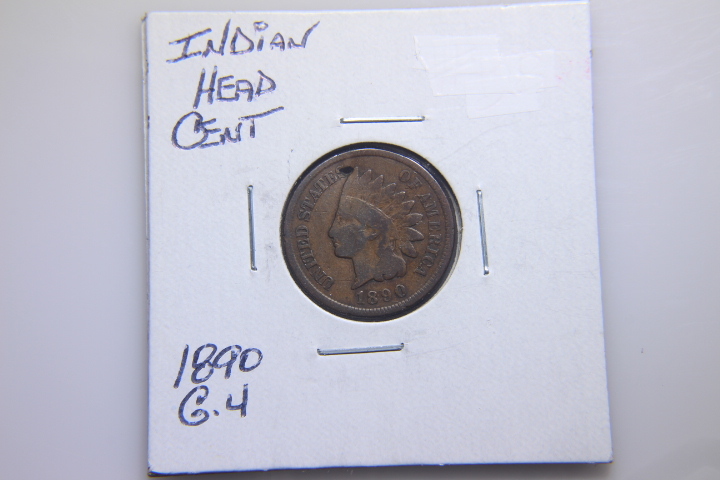 lot 54 image: 1890 INDIAN HEAD CENTS-BRONZE G-4 18