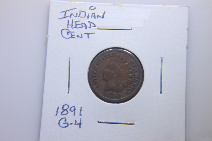 lot 55 image: 1891 INDIAN HEAD CENTS-BRONZE G-4 19