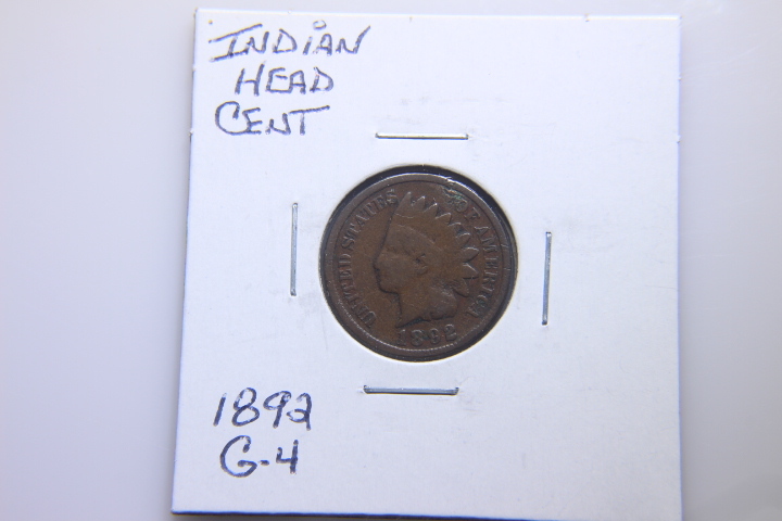 lot 56 image: 1892 INDIAN HEAD CENTS-BRONZE G-4 20
