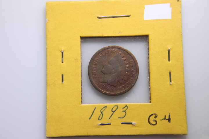 lot 57 image: 1893 INDIAN HEAD CENTS-BRONZE G-4 21