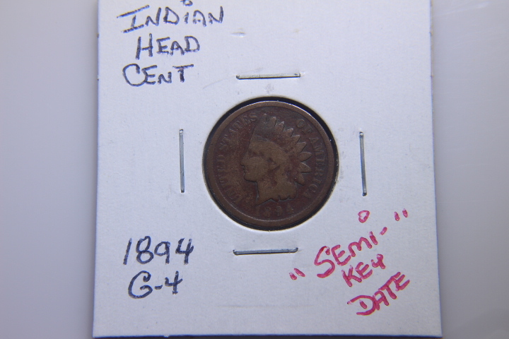 lot 58 image: 1894 INDIAN HEAD CENTS-BRONZE G-4 Semi-Key Date 22