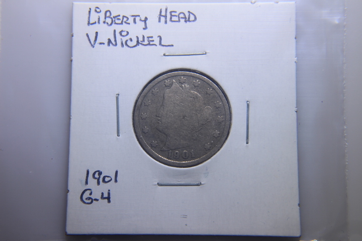 lot 68 image: 1901 LIBERTY HEAD V NICKEL G-4 47